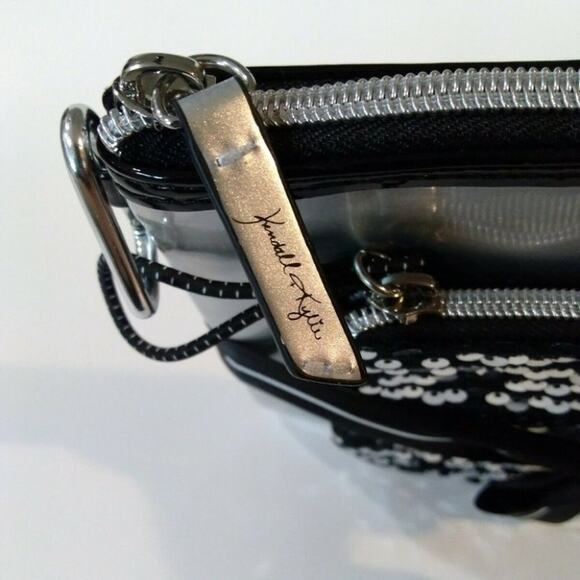 Kendall + Kylie 2pc Pouch Set with Silver Metallic & Sequins Travel Makeup Bags - Picture 4 of 4